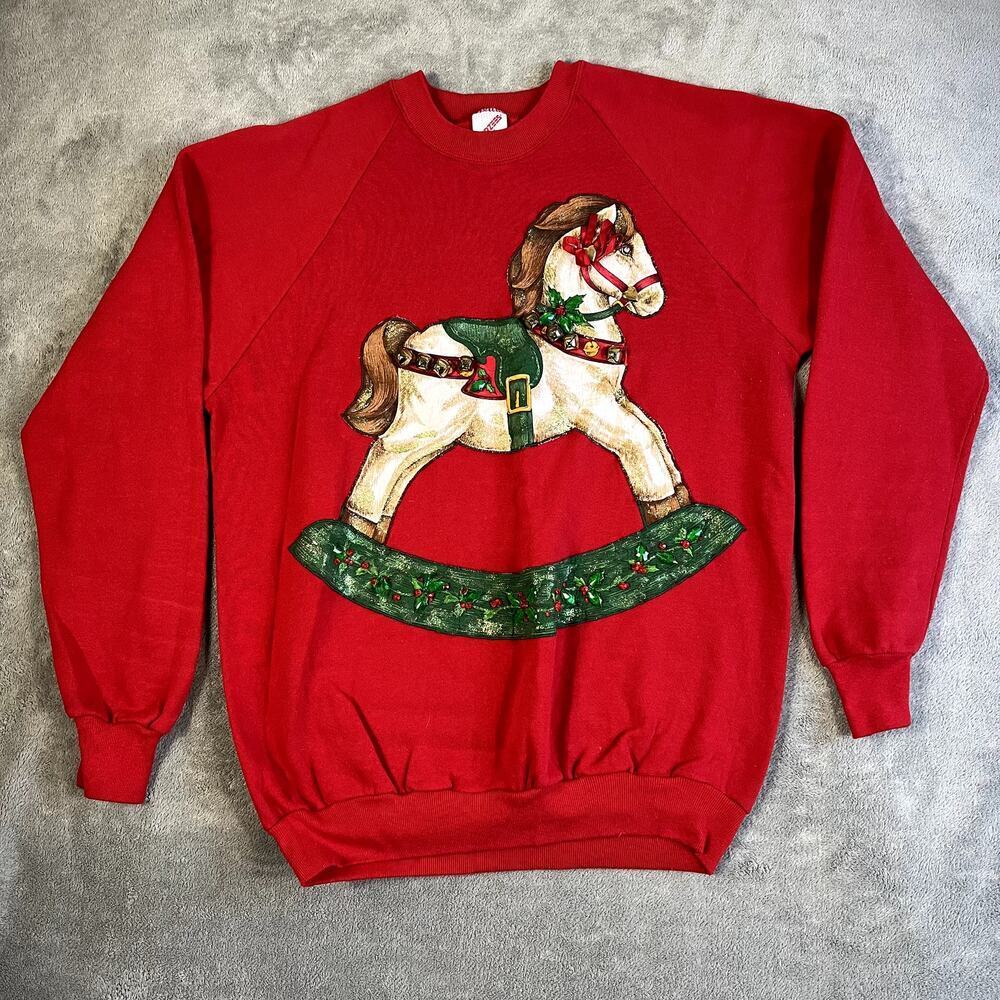 VTG Jerzees Sweatshirt Men's XL Ugly Christmas Sweater‎ Novelty Print 80's Retro